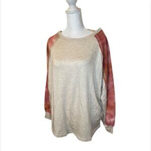 Byron Bay Oversized Baseball Tee with Tie Dye sleeves